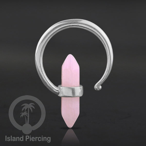 Tindik kuningan putih dengan batu asli, body jewelry expander ukuran 4,6,&amp; 8mm