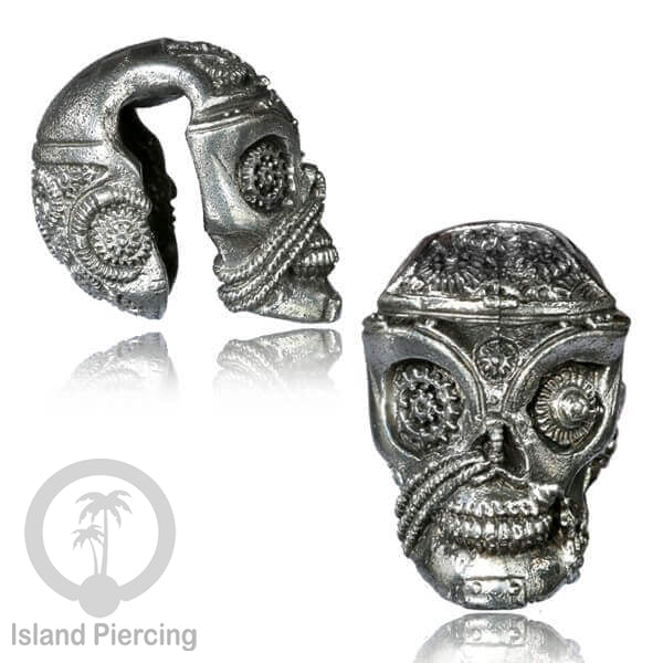 Tindik kuningan putih, White brass Body Jewelry motif Tengkorak, Cakar &amp; Spiral