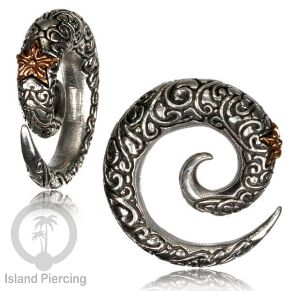 Tindik kuningan putih, White brass Body Jewelry motif Tengkorak, Cakar &amp; Spiral