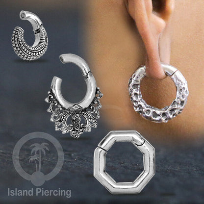 Piercing Clicker dengan magnet, Tindik telinga kuningan putih, kunci magnetik.