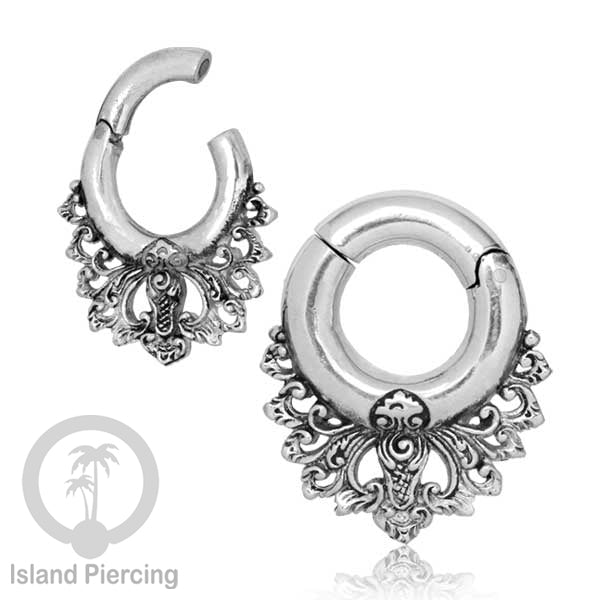 Piercing Clicker dengan magnet, Tindik telinga kuningan putih, kunci magnetik.