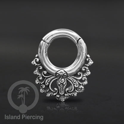 Piercing Clicker dengan magnet, Tindik telinga kuningan putih, kunci magnetik.