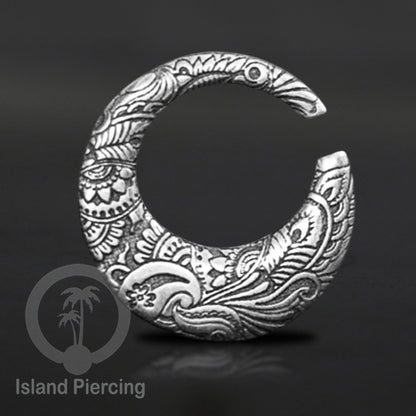 White Brass Piercing expander, Tindik lubang besar motif ang menarik termasuk ular.