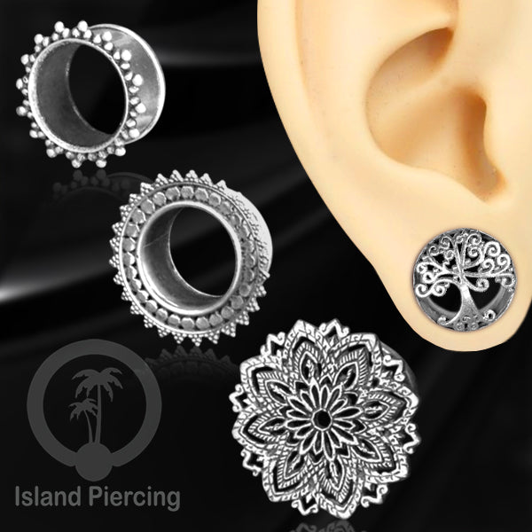 White Brass Ear-plug Tindik plug kuningan putih telinga lubang besar ukuran 8-16mm