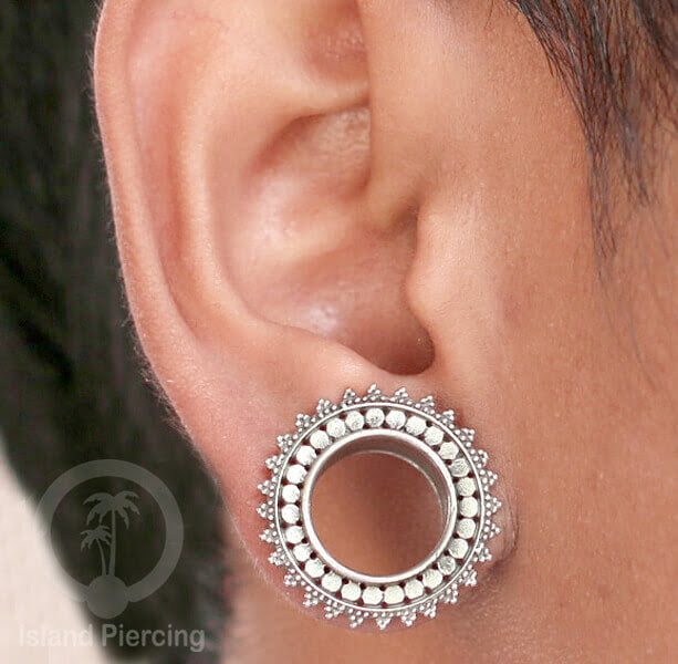 White Brass Ear-plug Tindik plug kuningan putih telinga lubang besar ukuran 8-16mm