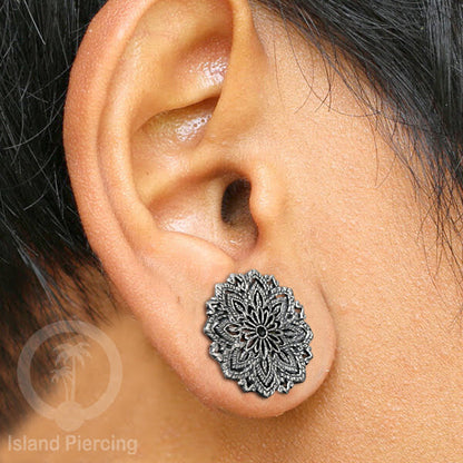 White Brass Ear-plug Tindik plug kuningan putih telinga lubang besar ukuran 8-16mm