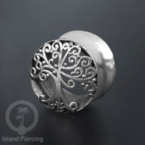 White Brass Ear-plug Tindik plug kuningan putih telinga lubang besar ukuran 8-16mm