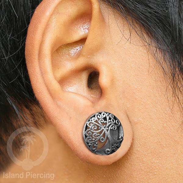 White Brass Ear-plug Tindik plug kuningan putih telinga lubang besar ukuran 8-16mm