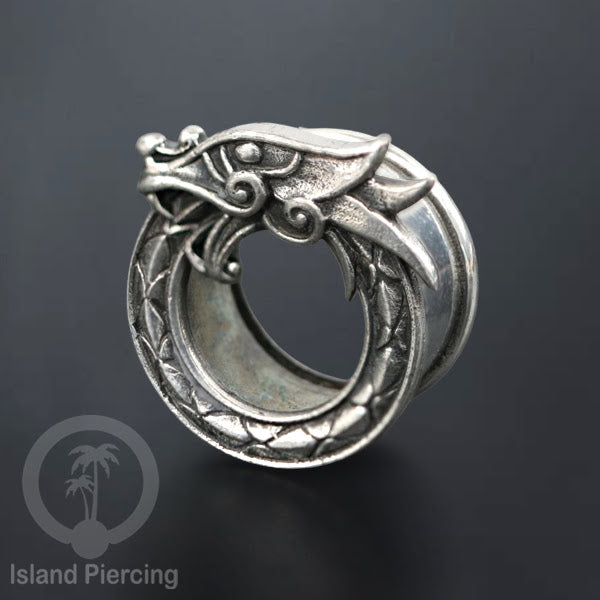 White Brass Ear-plug Tindik plug kuningan putih motif Tengkorak, Naga dan Hantu...