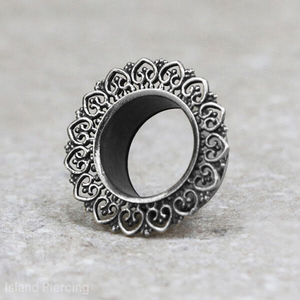White Brass Ear-plug dan Tunnel Tindik kuningan putih motif Mandala polos dan dengan Batu