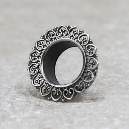 White Brass Ear-plug dan Tunnel Tindik kuningan putih motif Mandala polos dan dengan Batu