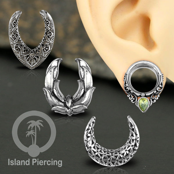 White Brass Ear-Saddle Tindik plug kuningan putih model yang cocok lubang besar