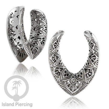 White Brass Ear-Saddle Tindik plug kuningan putih model yang cocok lubang besar