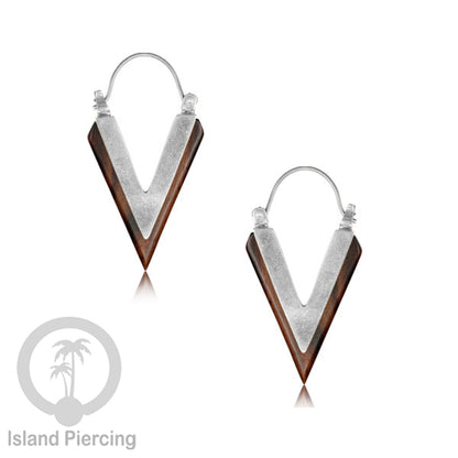 Anting Kuningan dengan kayu Sono Desain polos, Wood &amp;  Brass Earring