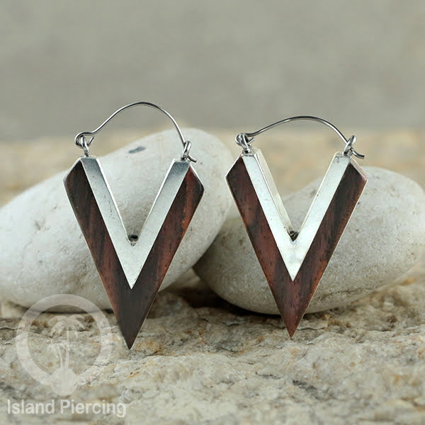 Anting Kuningan dengan kayu Sono Desain polos, Wood &amp;  Brass Earring