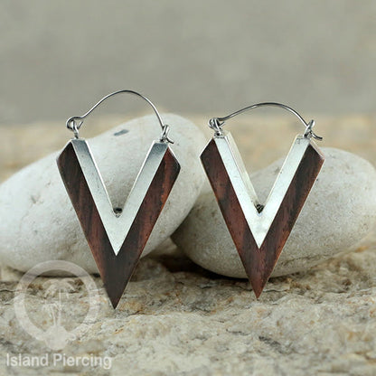 Anting Kuningan dengan kayu Sono Desain polos, Wood &amp;  Brass Earring