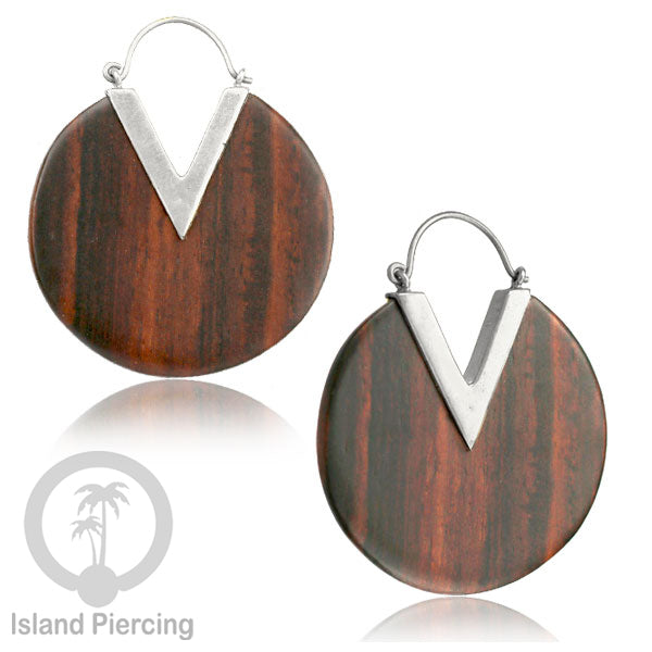 Anting Kuningan dengan kayu Sono Desain polos, Wood &amp;  Brass Earring
