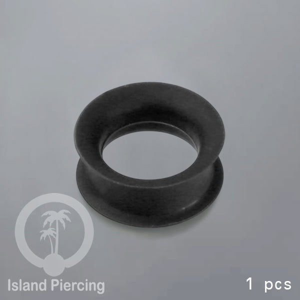 Ear-tunnel Silicone Anting Piercing Silikon Double flair Warna hitam ukuran 4-40mm