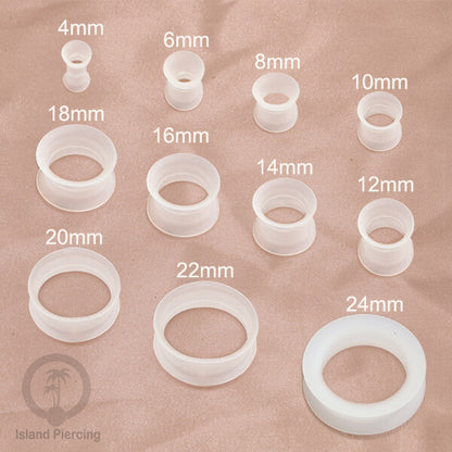 Ear-tunnel Silicone Anting Piercing Silikon Double flair Warna Bening ukuran 4-38mm