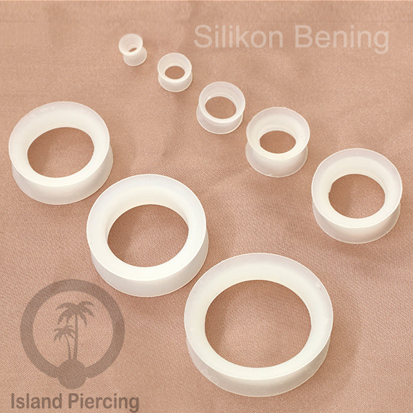 Ear-tunnel Silicone Anting Piercing Silikon Double flair Warna Bening ukuran 4-38mm