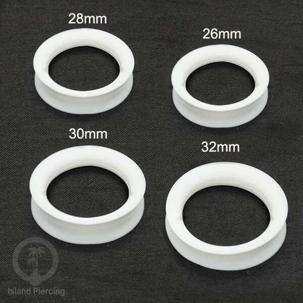 Ear-tunnel Silicone Anting Piercing Silikon Double flair Warna Putih ukuran 4-40mm