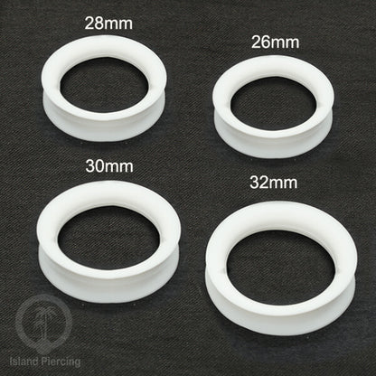 Ear-tunnel Silicone Anting Piercing Silikon Double flair Warna Putih ukuran 4-40mm