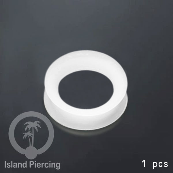Ear-tunnel Silicone Anting Piercing Silikon Double flair Warna Putih ukuran 4-40mm