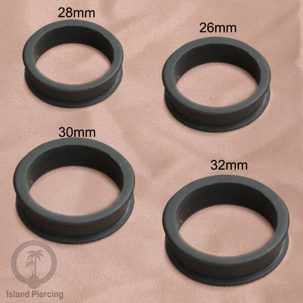 Ear-tunnel Silicone Anting Piercing Silikon datar double flair Warna Hitam ukuran 4-40mm