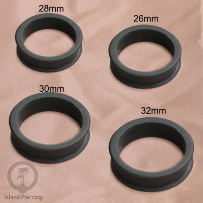Ear-tunnel Silicone Anting Piercing Silikon datar double flair Warna Hitam ukuran 4-40mm