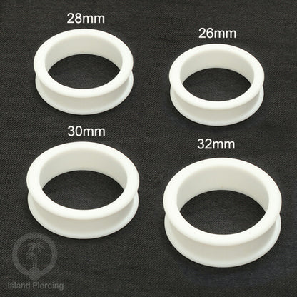 Ear-tunnel Silicone Anting Piercing Silikon datar double flair Warna Putih ukuran 4-40mm