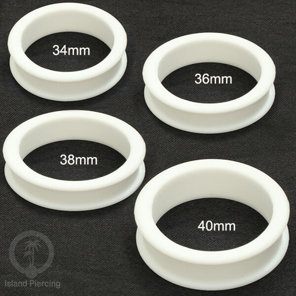 Ear-tunnel Silicone Anting Piercing Silikon datar double flair Warna Putih ukuran 4-40mm