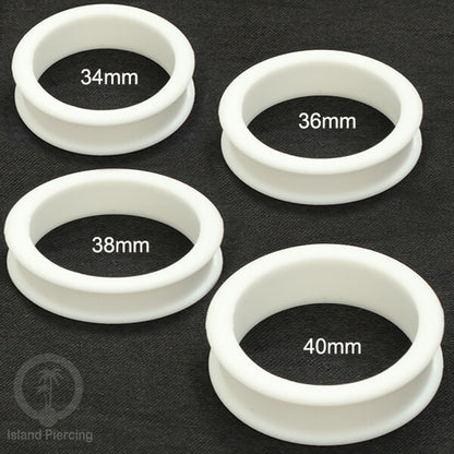 Ear-tunnel Silicone Anting Piercing Silikon datar double flair Warna Putih ukuran 4-40mm