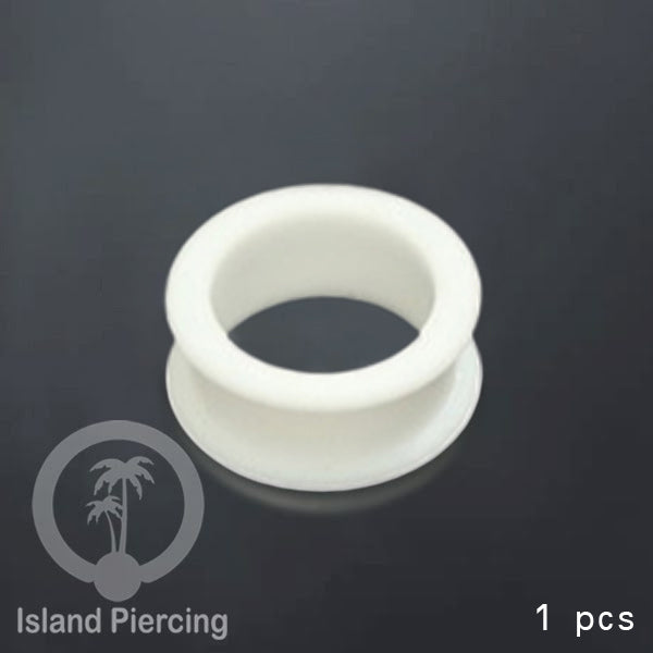 Ear-tunnel Silicone Anting Piercing Silikon datar double flair Warna Putih ukuran 4-40mm