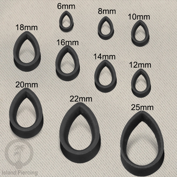 Ear-tunnel Silicone Anting Piercing Silikon bentuk tetes warna hitam dan putih