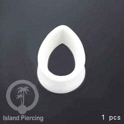 Ear-tunnel Silicone Anting Piercing Silikon bentuk tetes warna hitam dan putih