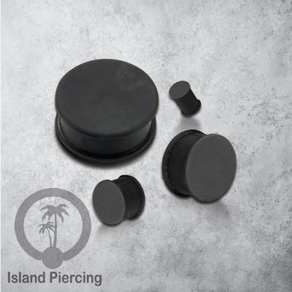 Ear-Plug Silicone Anting Piercing Silikon bentuk bulat warna hitam dan putih ukuran 3-25mm
