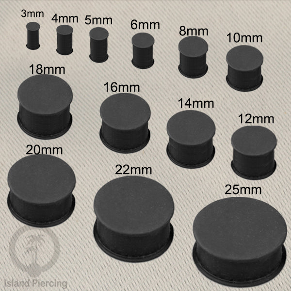 Ear-Plug Silicone Anting Piercing Silikon bentuk bulat warna hitam dan putih ukuran 3-25mm