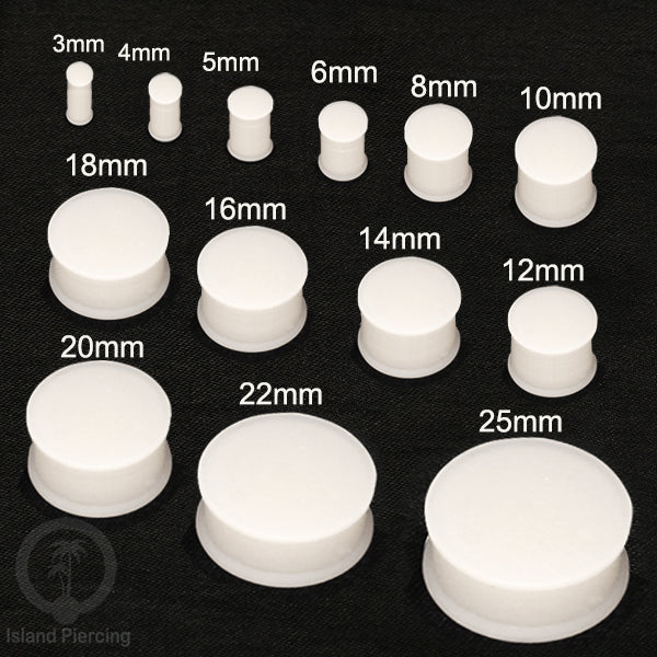 Ear-Plug Silicone Anting Piercing Silikon bentuk bulat warna hitam dan putih ukuran 3-25mm