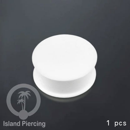 Ear-Plug Silicone Anting Piercing Silikon bentuk bulat warna hitam dan putih ukuran 3-25mm