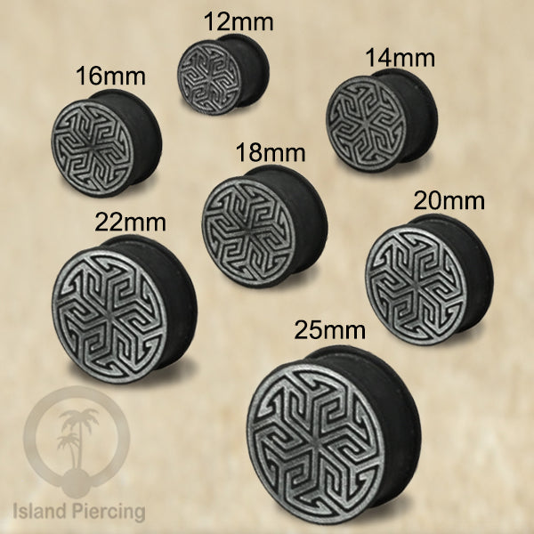 Ear-Plug Silicone Anting Piercing Silikon bentuk bulat warna hitam dengan ukiran motif menarik