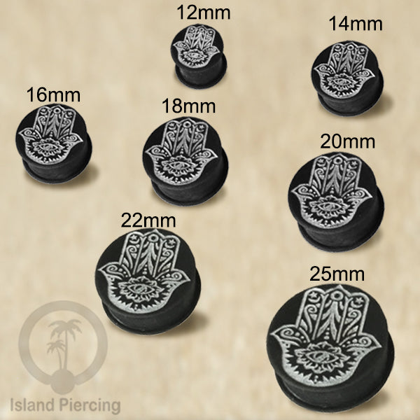 Ear-Plug Silicone Anting Piercing Silikon bentuk bulat warna hitam dengan ukiran motif menarik