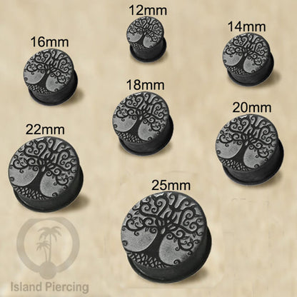 Ear-Plug Silicone Anting Piercing Silikon tindik plug warna hitam dengan ukiran motif polular