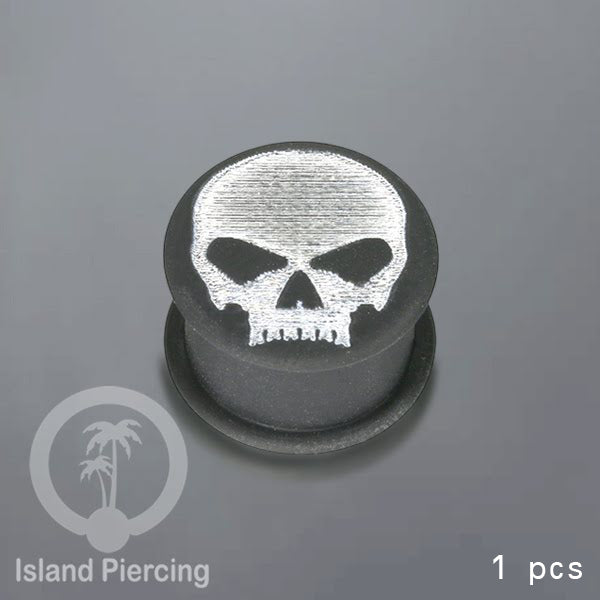 Ear-Plug Silicone Anting Piercing Silikon tindik plug warna hitam dengan ukiran motif polular