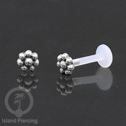 Piercing Silver 925 dengan Bio-Plastic Labret cocok untuk Tragus, Daith dan Flat piercing