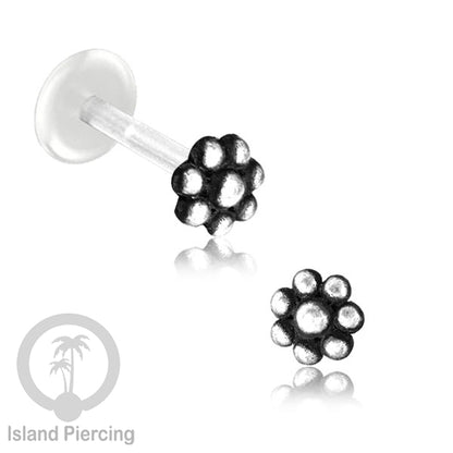 Piercing Silver 925 dengan Bio-Plastic Labret cocok untuk Tragus, Daith dan Flat piercing