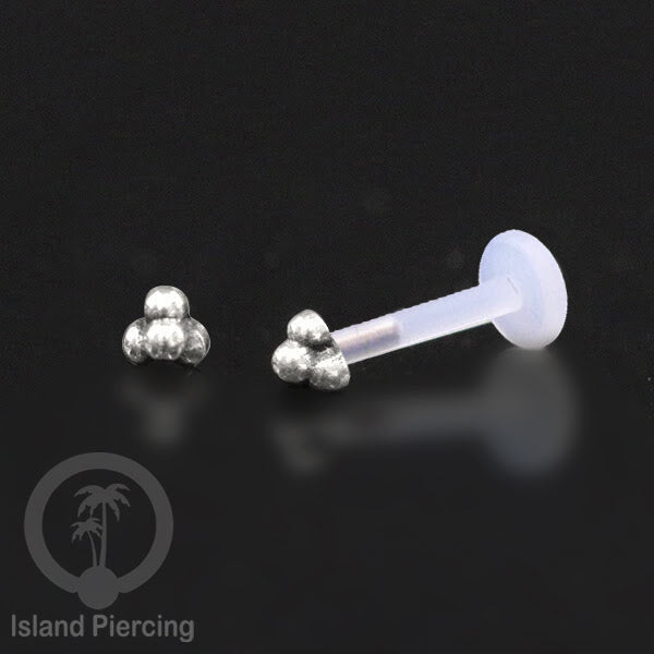 Piercing Silver 925 dengan Bio-Plastic Labret cocok untuk Tragus, Daith dan Flat piercing