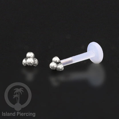 Piercing Silver 925 dengan Bio-Plastic Labret cocok untuk Tragus, Daith dan Flat piercing
