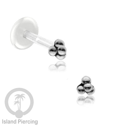 Piercing Silver 925 dengan Bio-Plastic Labret cocok untuk Tragus, Daith dan Flat piercing