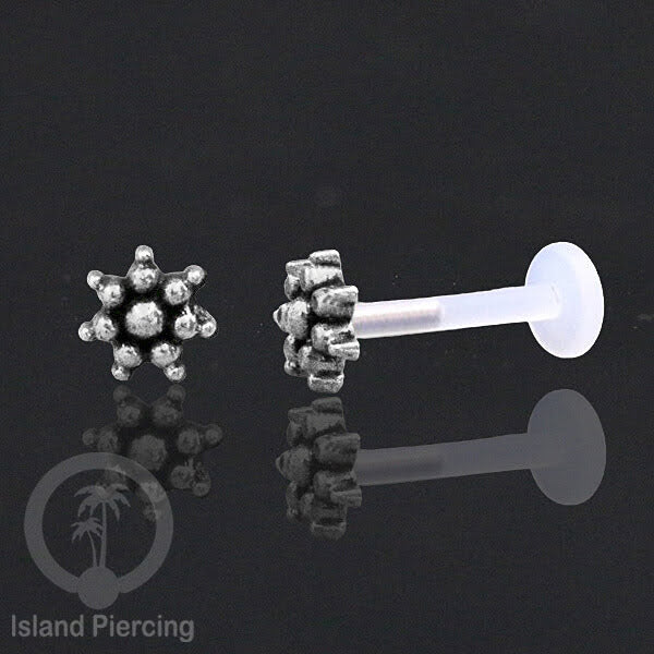 Piercing Silver 925 dengan Bio-Plastic Labret cocok untuk Tragus, Daith dan Flat piercing