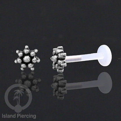 Piercing Silver 925 dengan Bio-Plastic Labret cocok untuk Tragus, Daith dan Flat piercing